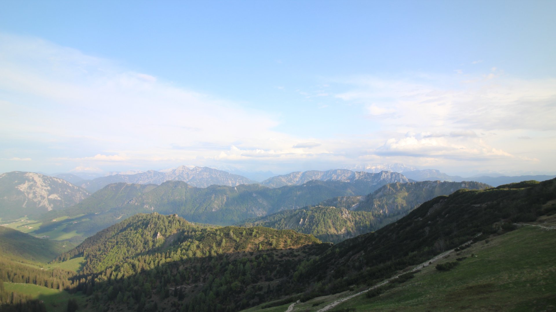 Hochfellngipfel-Blick nach Süden zum Alpenhauptkamm